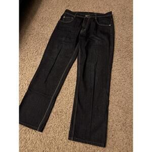 Makaveli Y2K Baggy Embroidery Hip Hop Tupac Denim Jeans Men’s Size 36 Dark Wash